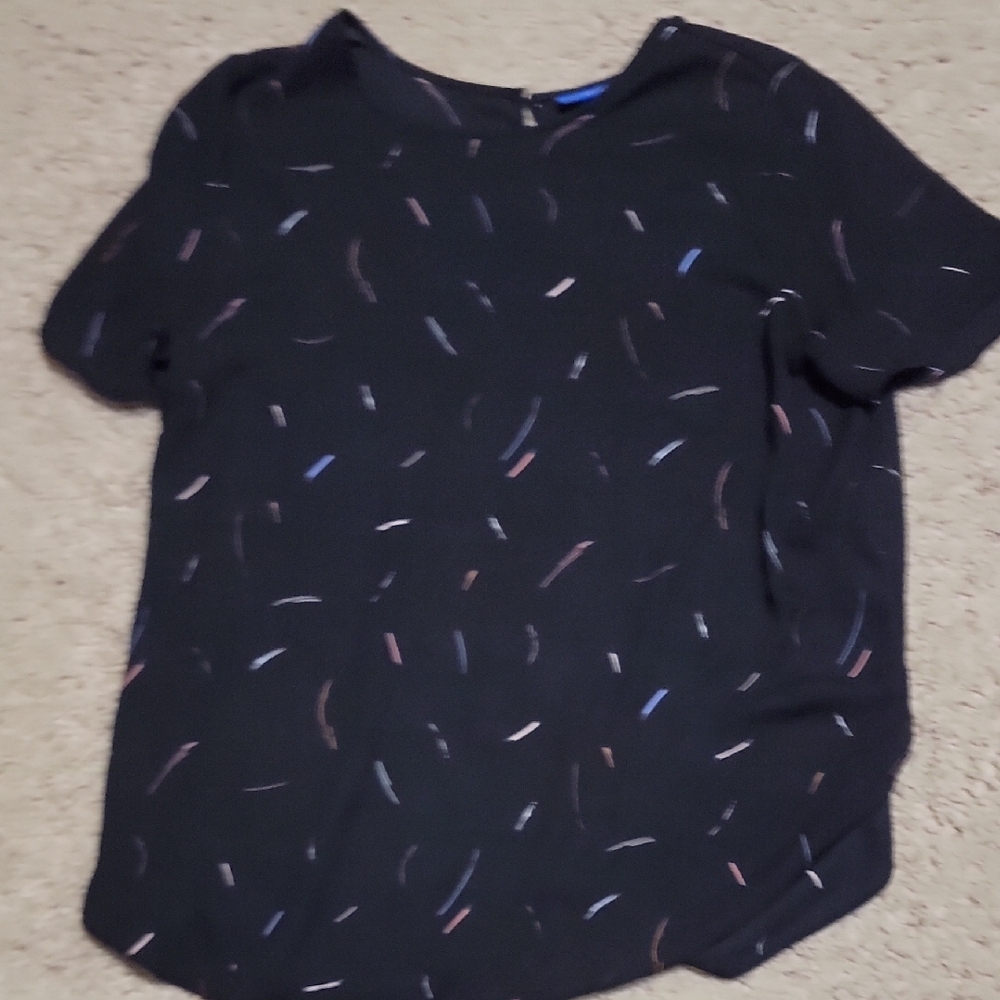 Apt. 9 Blue and Black Blouse with Abstract Pattern